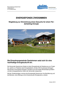 Wegleitung Förderfonds Energie